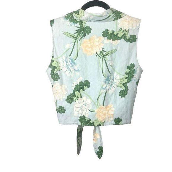 Tommy Bahama Silk Tropical Hawaiian Tie Front Sleeveless Crop Top Blouse Sz 10 - Picture 4 of 5